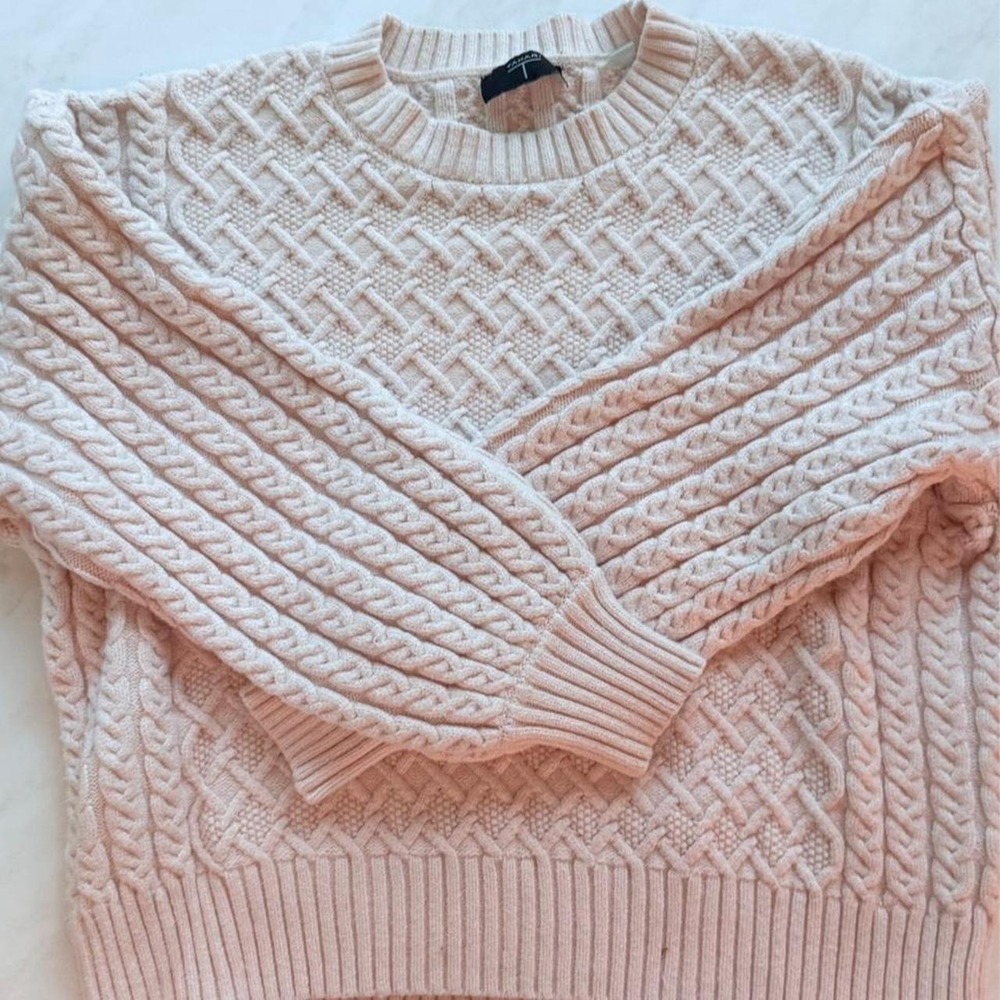 Baby Pink Cable Knit Sweater